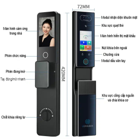 Khóa Điện Tử Ultralock K20 – Nhận Diện Khuôn Mặt 3D, Vân Tay, Tĩnh Mạch Lòng Bàn Tay, Tiếng Việt