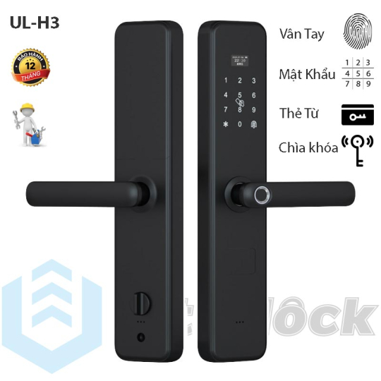 Ultralock UL-H3 Khóa vân tay thông minh 4 cách mở, dùng cho cửa gỗ, cửa chống cháy, căn hộ chung cư