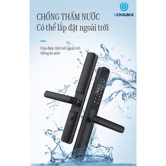 Ultralock AC-1018 Khóa vân tay dành cho cửa nhôm xingfa 5 chức năng, chống nước, có thể lắp đặt ngoài trời
