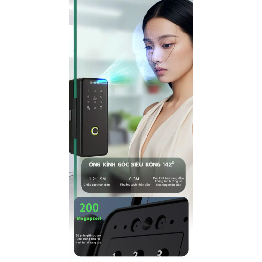 Khóa Cửa Kính Thông Minh Ultralock G9 – Nhận Diện Khuôn Mặt 3D, Mở Khóa Đa Dạng, Bảo Mật Tối Ưu