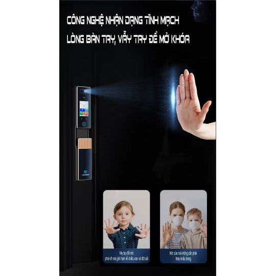 Khóa Điện Tử Ultralock K20 – Nhận Diện Khuôn Mặt 3D, Vân Tay, Tĩnh Mạch Lòng Bàn Tay, Tiếng Việt