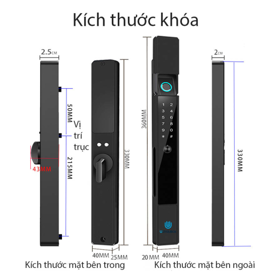 Khóa vân tay hoàn toàn tự động dành cho cửa nhôm xingfa UL-H6
