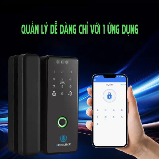 Khóa Cửa Kính Thông Minh Ultralock G9 – Nhận Diện Khuôn Mặt 3D, Mở Khóa Đa Dạng, Bảo Mật Tối Ưu