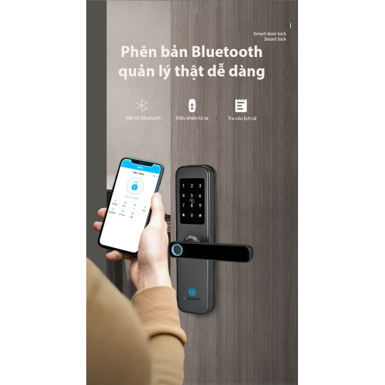 Khóa vân tay 5 chức năng, khóa thông phòng dành cho cửa nhỏ, căn hộ chung cư