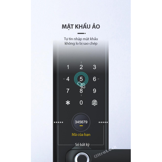 Ultralock UL-H3 Khóa vân tay thông minh 4 cách mở, dùng cho cửa gỗ, cửa chống cháy, căn hộ chung cư
