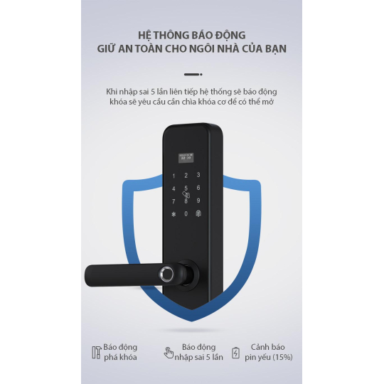 Ultralock UL-H3 Khóa vân tay thông minh 4 cách mở, dùng cho cửa gỗ, cửa chống cháy, căn hộ chung cư