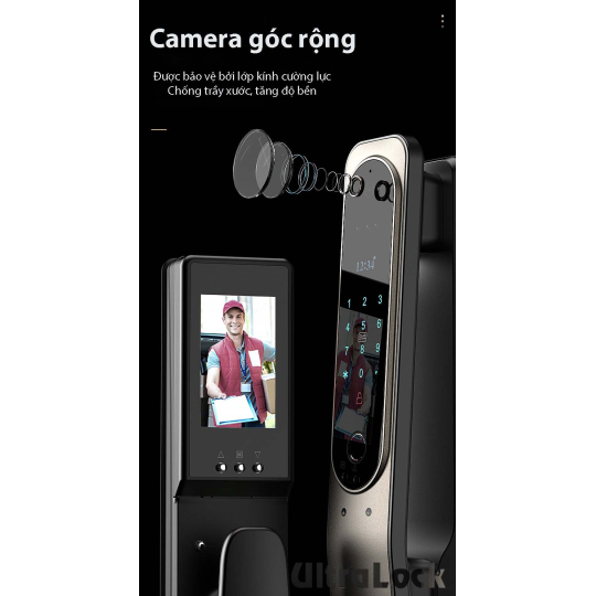 Ultralock K2 Khóa Vân Tay Hoàn Toàn Tự Động, Tính Năng Mới, Mở Khóa Bằng Khuôn Mặt 3D