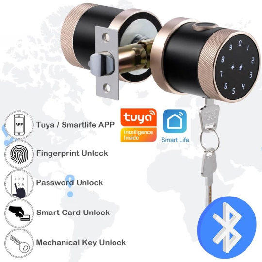 UL-P06 Khóa Vân Tay 5 chức năng Cao Cấp, APP điện thoại, Khóa thông phòng thay thế dễ dàng