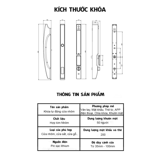 Tuya wifi Khóa vân tay hoàn toàn tự động dành cho cửa nhôm xingfa Ultralock F3